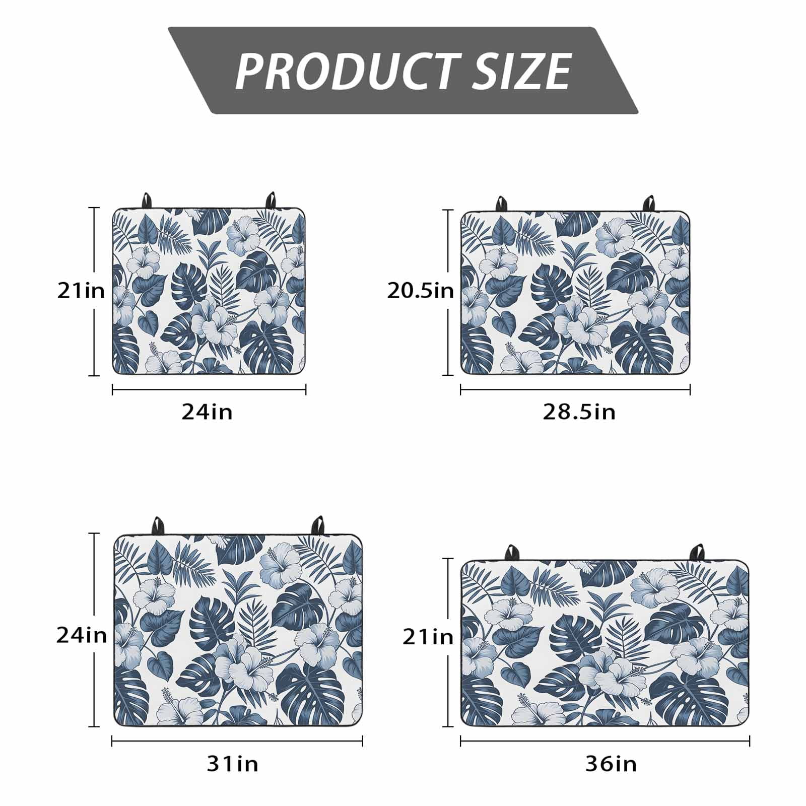 Palm Leaves Stove Top Cover for Electric Stove, Heat-proof & Non Slip Glass Top Stove Cover Protector, Vintage Summer Blue Tropical Flowers Plants Kitchen Flat Cooktop Rubber Mat 24x21 Inches