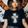 thumbnail image 3 of Women's Short Sleeve Graphic T-Shirt, John 3:16 Blue Floral Cross Bow, Black, Size 5XL, 3 of 6