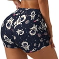 thumbnail image 1 of Balery Cartoon Spaceship Pantalones cortos de entrenamiento estampados para mujer, sin costuras, ajustados, para gimnasio, yoga, correr, deportes, ejercicio activo, fitness.-Large, 1 of 8