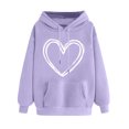 thumbnail image 1 of Plebaso Sweat à Capuche pour Femmes Mignon Cœur Manches Longues Décontracté avec Poches, 1 of 5