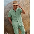 thumbnail image 4 of COOFANDY Men's Summer Beach Linen Button Down Shirt & Pant Outfit Set, 2 Piece, 4 of 10