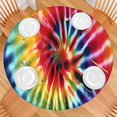 thumbnail image 2 of Colorful Tie Dye Pattern Round Fitted Tablecloth with Elastic Edge,Dining Table Cover Waterproof,Outdoor Round Tablecloth for Camping,Dining,Indoor and Outdoor, 2 of 7