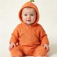 thumbnail image 4 of RMGVDSD Baby Boys Halloween Outfit Pumpkin One-Piece Romper Jumpsuit Long Sleeve Zipper Hooded Rompers Toddler Cute Party Wear, 4 of 8