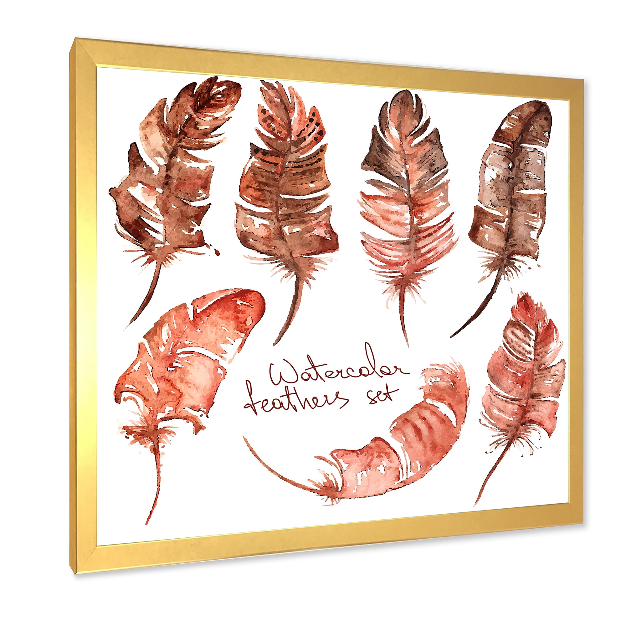 Designart 'Boho Art Feather Icons' Bohemian & Eclectic Framed Art Print