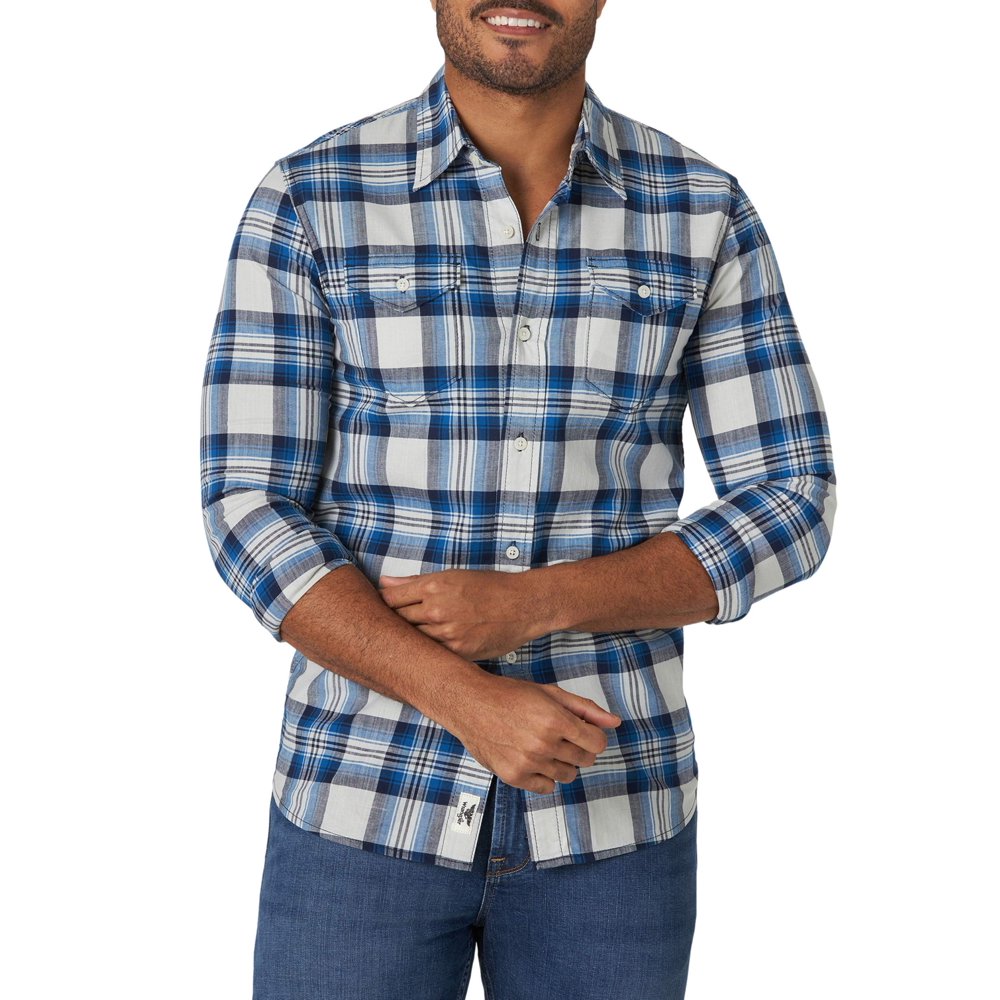 Wrangler - Wrangler Men's Long Sleeve Premium Slim Fit Stretch Plaid ...