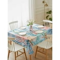 thumbnail image 2 of Nautical Coastal Rectangle Tablecloth, Summer Beach Shell Coral Seaweed Blue Plaid Waterproof & StainResistant Tablecloth, Washable Oil-proof Table Cover for Dining/Party/Wedding/Buffet 60x102 In, 2 of 9