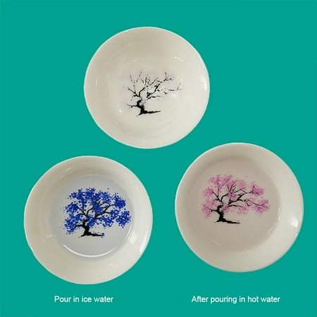 

Magic Sakura Cherry/Plum/Peach Blossom Sake Cup Color Changing with Ice/Hot Water Ceramic Cup for Peach Blossom Uncosinb