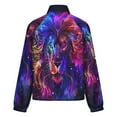 thumbnail image 6 of Jackets for Women Winter Coat Jackets Flannel Stand Collar Jacket(Colorful Neon Lion Art,Size:S-4XL), 6 of 7