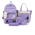 thumbnail image 1 of Set 5 Mochila Bolsas Escolar Estudiante Lapicera Tote Lona Xtellar morado, 1 of 3