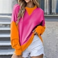 thumbnail image 2 of WEAIXIMIUNG Sweat-Shirt Surdimensionné pour Femmes 2X Pull à Col Rond Color Block d'Hiver Décontracté et Chaud, 2 of 7