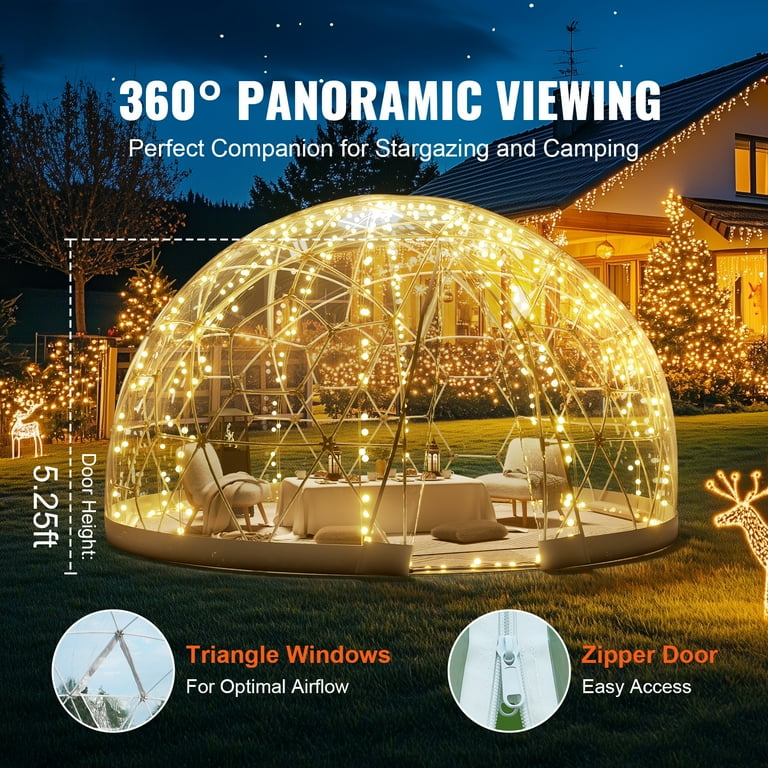KFFKFF Outdoor Dome Shelter, 9.5 FT Clear PVC Garden Igloo KFFKFF Outdoor Dome Shelter, 9.5 FT Clear PVC Garden Igloo