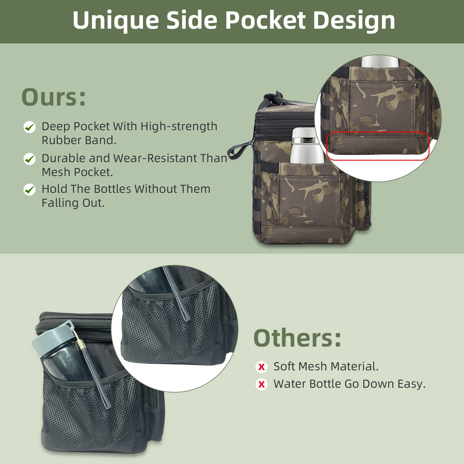 Holuxer Tactical Lunch Box for Men, Large Expandable Insulated Lunch Boxes, Durable Waterproof Leakproof Cooler Bag for Adults/Mens/Work Outdoor Beach Trips, 20 Cans/16 L, Camo