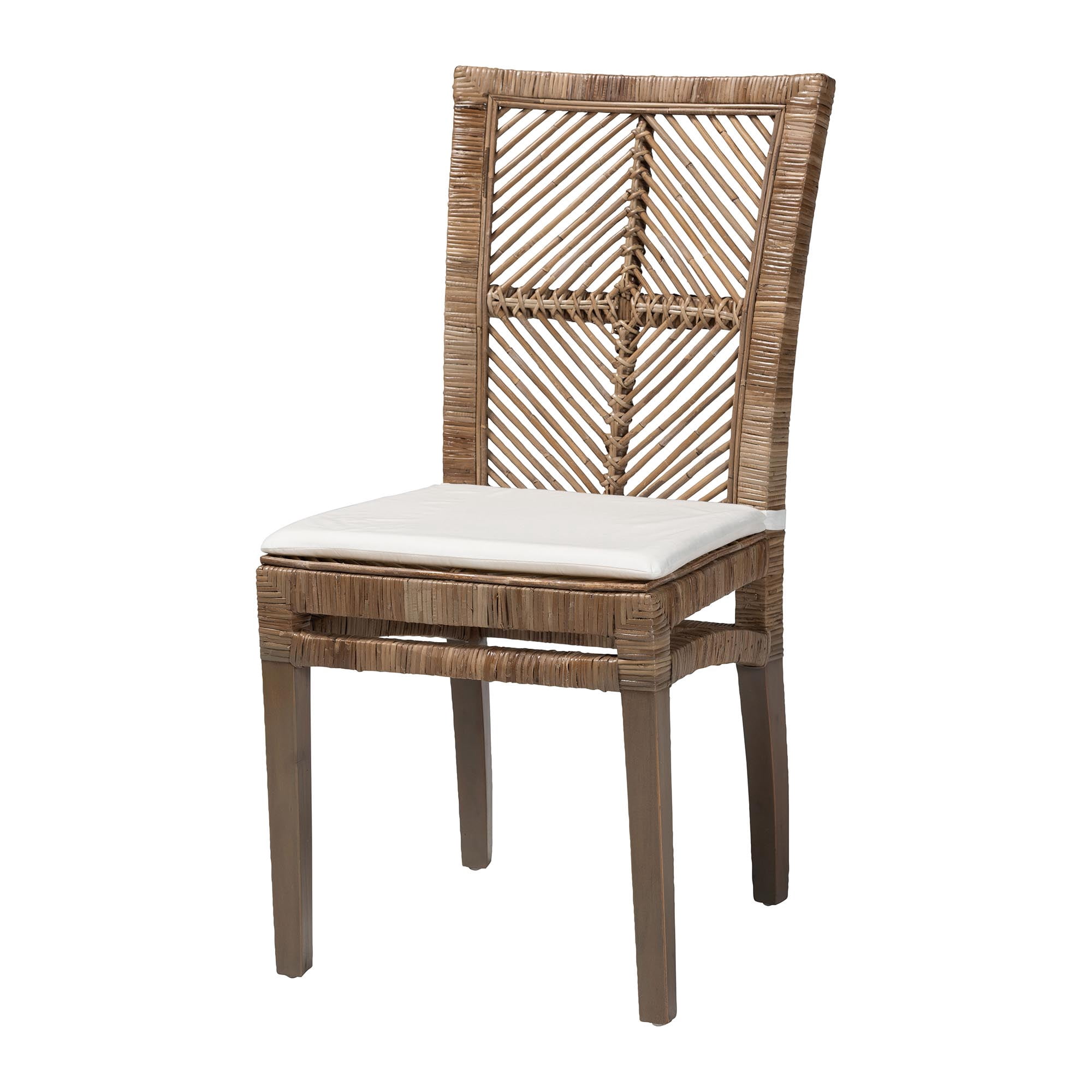 bali & pari Laluna Rattan BOHO Dining Chair, Greywashed