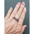 thumbnail image 3 of Diastar Jewels Heart Cut Blue Cubic Zirconia 14K Yellow Gold Finish Silver Wedding Band Ring, 3 of 6