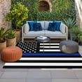 thumbnail image 2 of Blue American Flag Outdoor Rug for Patio/Deck/Porch, Non-Slip Large Area Rug 4 x 6 Ft, Black White Striped US Flag Stars Indoor Outdoor Rugs Washable Area Rugs, Reversible Camping Rug Carpet Runner, 2 of 8