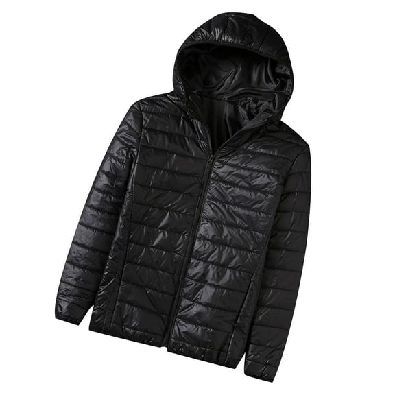Christmas Clearance! AIEOTT Men's Lightweight Packable Accent Puffer Jacket Casual Down Jackets With Hood, Water-Resistant Winter Jackets