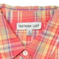 thumbnail image 3 of Southern Lady Men's Button-up Shirt in Coral & Yellow Plaid, Small, 3 of 3