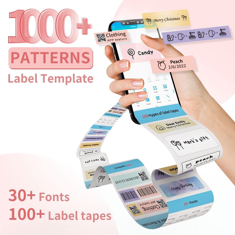 Label Maker, D30 Portable Bluetooth Label Maker Machine with Tape, Small Mini Label Printer, Multiple Templates Fonts Icon Labeler for Home, School, Office
