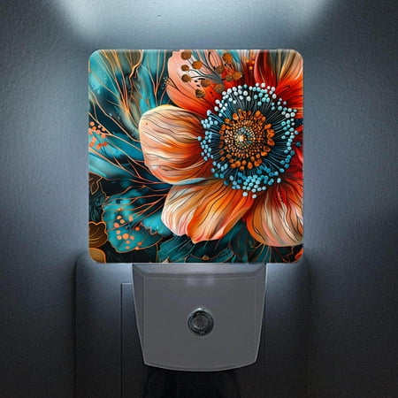 

Night Lights Lamp With Dusk To Dawn Sensor Spring Pink Floral Green Plant Tropical Gorgeous Night Lights Plug Into Wall For Kids Room Bedroom Bathroom Hallway Living Room