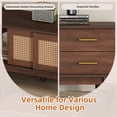 thumbnail image 6 of Mid Century Modern TV Stand for 80" TVs, Entertainment Center with Rattan Sliding Doors & Drawers, Solid Wood Legs TV Table, 6 of 9