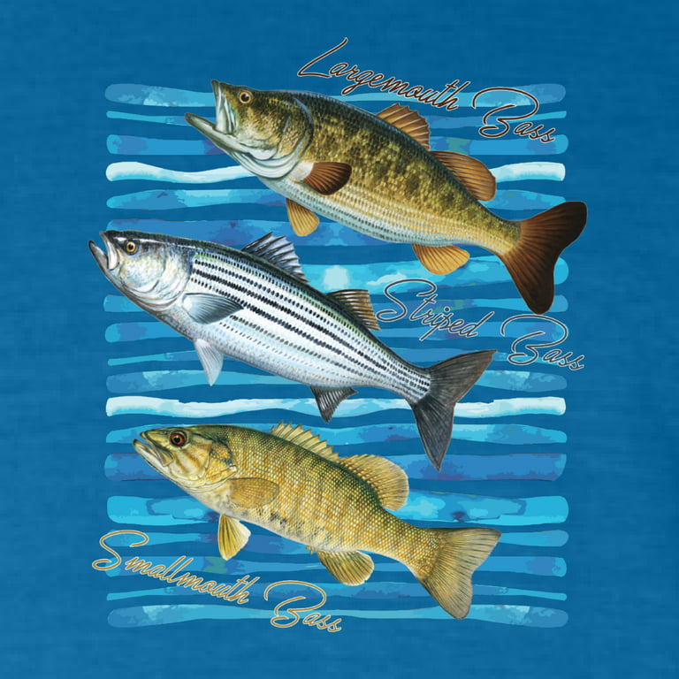 Wild Bobby, Largemouth Striped Smallmouth Big Bass Fish, Fishing, Front and  Back Garment-Dyed Short Sleeve Tees, Cobalt, Small 