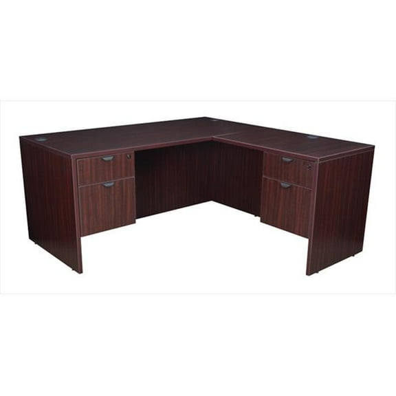 60 In. Desk- Peds- & Return - Mahogany