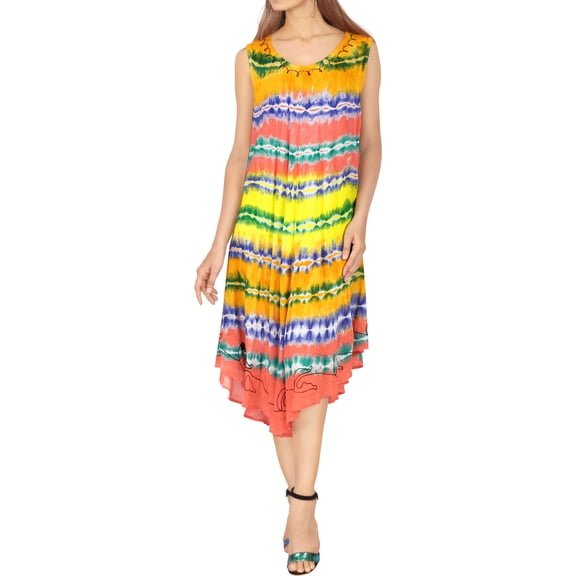 HAPPY BAY Women's Summer Loose Tanks House Wear Beach Dresses L-XL Marigold_AC953