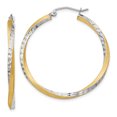 thumbnail image 1 of 14k & Rhodium Diamond-cut 2.5mm Twisted Hoop Earrings TC436, 1 of 4