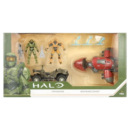 Halo Infinite Mongoose with Master Chief & Banished Ghost with Elite Warlord Action Figure Set