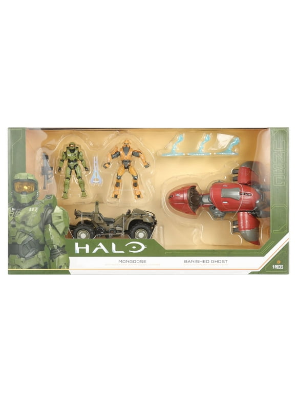 Halo Infinite Mongoose with Master Chief & Banished Ghost with Elite Warlord Action Figure Set