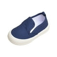thumbnail image 5 of Toddler Boys Girls Loafers Lightweight Soft Sole Canvas Flat Shoes Casual Solid Color Slip on Outdoor Walking Shoes Blue 10 Little Kid, 5 of 6