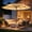 Beige, variant on Patbrela 9ft 3-Tier Solar Patio Umbrella with LED Lights, Tilt Adjustment Outdoor Umbrella, Market Sun Shade for Beach, Backyard, Deck, Poolside, Beige