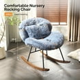 thumbnail image 3 of Ktaxon Rocking Accent Chair with Padded Seat, Cute Cozy Nest Style Nursery Chair, Long Pile Fabric Glider Rocker with Wooden Metal Frame Blue, 3 of 8