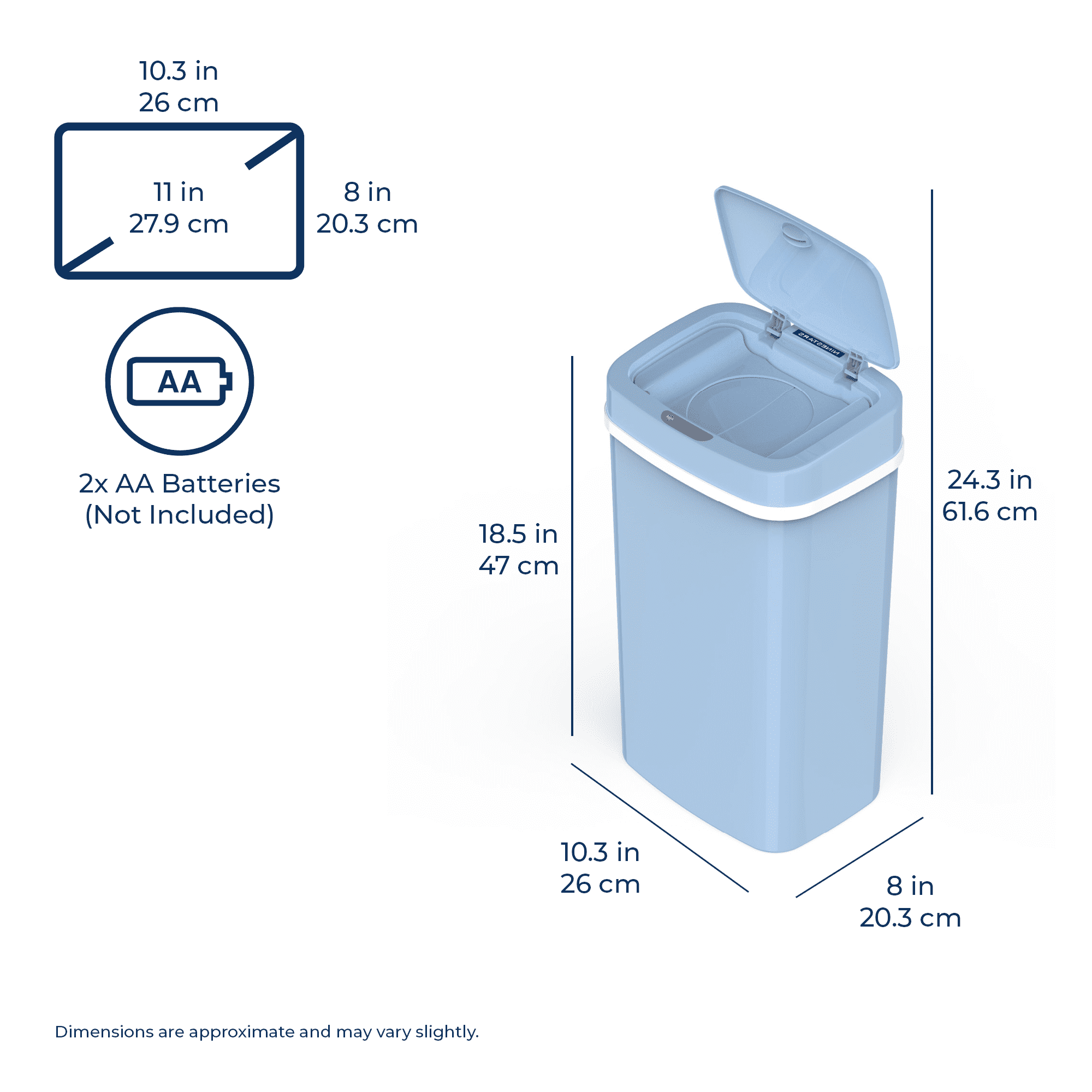 Nine Stars Automatic Nursery Trash Can, 4 Gallon Plastic, Motion Sensor Soft Close Lid Garbage Bin, Blue