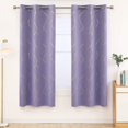 thumbnail image 2 of Deconovo Cortinas opacas con estampado de ondas doradas para dormitorio, con aislamiento térmico para sala de estar, oscurecedoras (morado claro/ondas, 107 x 137 cm, 2 paneles), 2 of 7