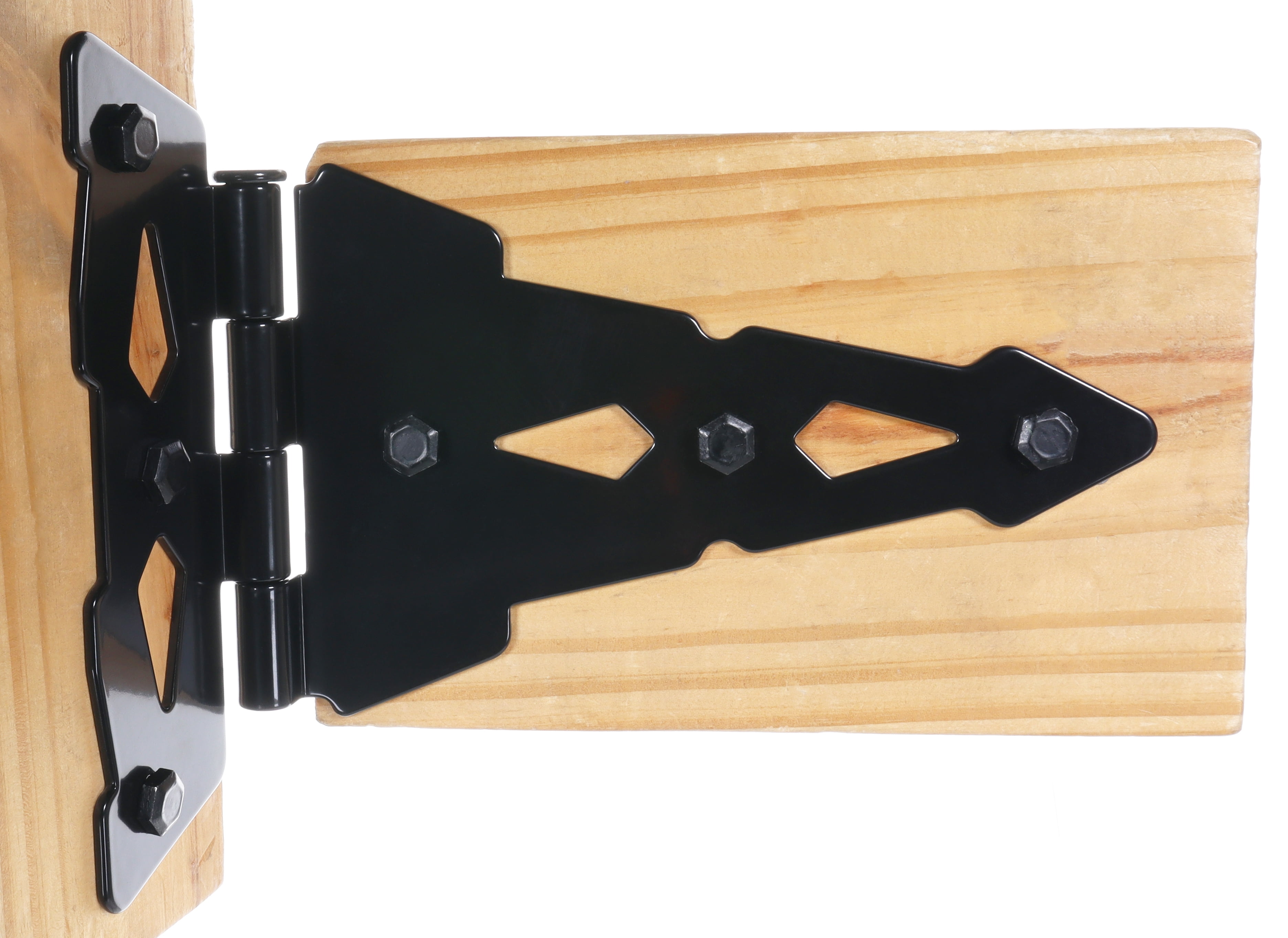 8in Decorative T Hinge | Heavy Duty Zinc Wood Gate Hinge | Pair – Black