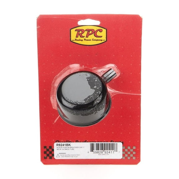 Racing Power Co-Packaged Valve Cover Breather w/ Smog Tube Black Each