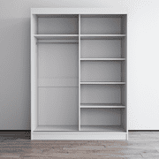 Aria 2 Door 59 Wide Modern High Gloss Wardrobe Armoire, White Body with All Mirror Fronts