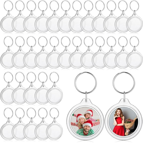 BlinkLLX 50 Pcs Photo Insert Keychain Clear Acrylic Picture Keychains Picture Frame Key Chain Blank Photo Keychains