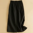 thumbnail image 4 of hoksml Women's Cotton Linen Skirt Soft A-line Retro Casual Skirt Midi Skirt with Pockets on Clearance, 4 of 5
