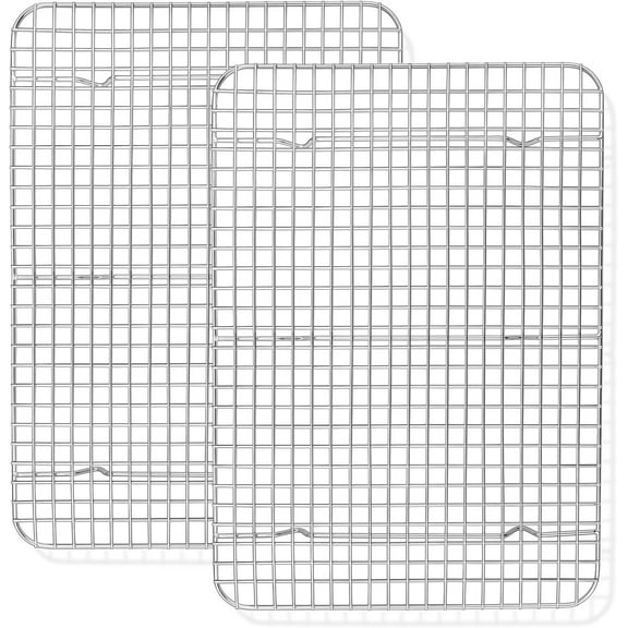 Gogcaro Cooling Rack Set of 2, Stainless Steel 15.3’’ x 11.2’’ Toaster Oven Grid Rack for Baking Roasting Broiling Grilling, Bakeable Rack for Cookies, Non-Toxic & Heavy Duty, Dishwasher Safe