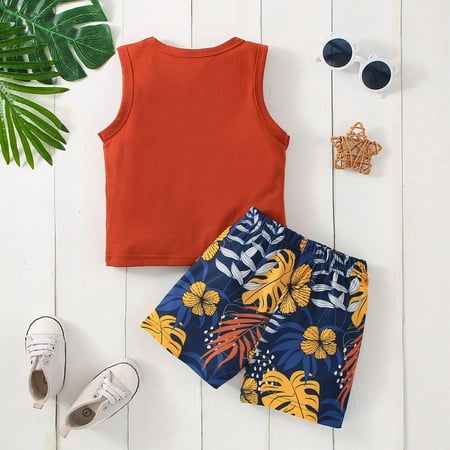 

Cathalem Outfits Family Toddler Girls Sleeveless Vest Tops And Floral Prints Shorts Outfits Girls Sweat Outfits Childrenscostume Orange 12-18 Months
