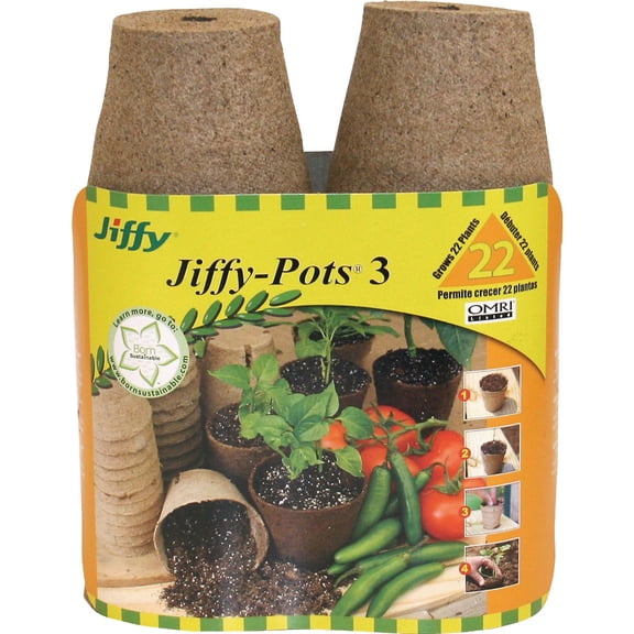 Jiffy Organic Seed Starting 3" Biodegradable Peat Pots 22 Pots