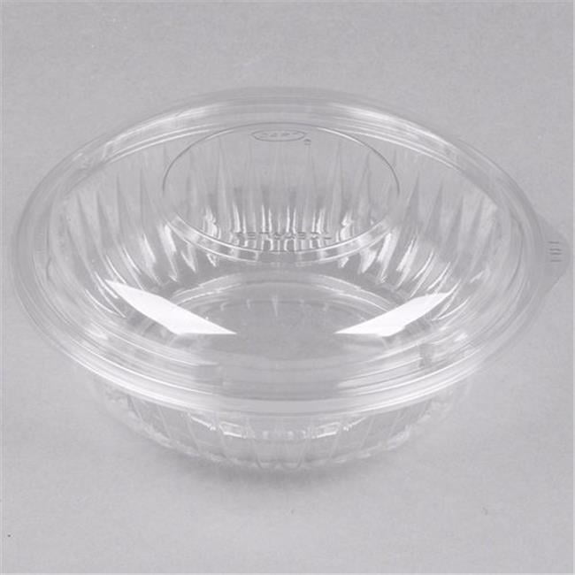 CPC 32ROS Disposable 32 oz Clear Plastic Salad Bowl with Lid, Case of