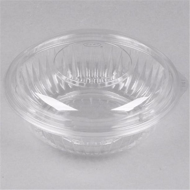 CPC 32ROS Disposable 32 oz Clear Plastic Salad Bowl with Lid, Case of