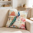thumbnail image 2 of Chinoiserie Throw Pillow Covers 18x18 Inch, Floral Blue & White Porcelain Palace Peacock Monkey Decorative Pillow Cases, 2 of 6