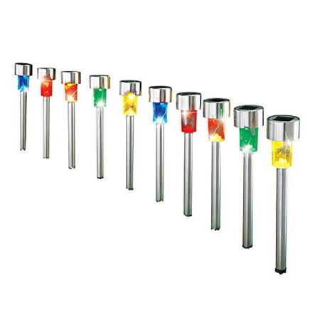 Solar Led Stainless Steel Pathway Lights - 10 Pc