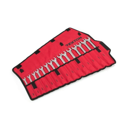 Discount Metric Combination Wrench - TEKTON Combination Wrench Set with Roll-up Storage Pouch, Metric, 8 mm - 22 mm, 15-Piece | WRN03393