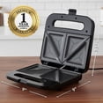 thumbnail image 5 of OVENTE Electric Sandwich Maker with Non-Stick Plates, Indicator Lights, Cool Touch Handle, Easy to Clean and Store, Perfect for Cooking Breakfast, Grilled Cheese, Tuna Melts and Snacks, Black GPS401B, 5 of 7