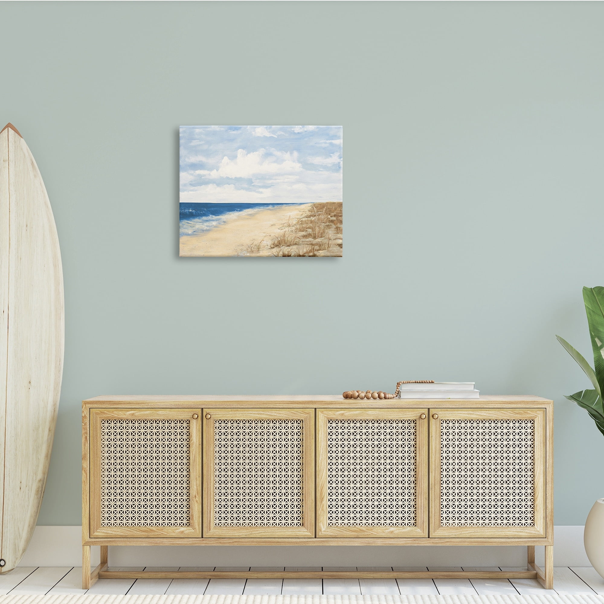 Stupell Indtries Tall Grass by Nautical Beach Coast Cloudy Sky,30 x 24,Design by Julie DeRice